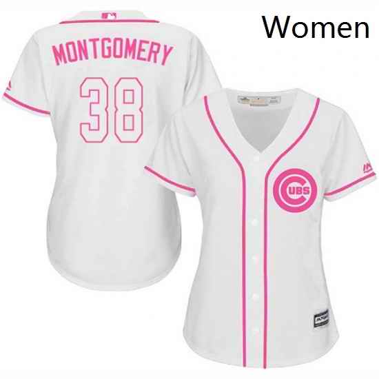 Womens Majestic Chicago Cubs 38 Mike Montgomery Authentic White Fashion MLB Jersey